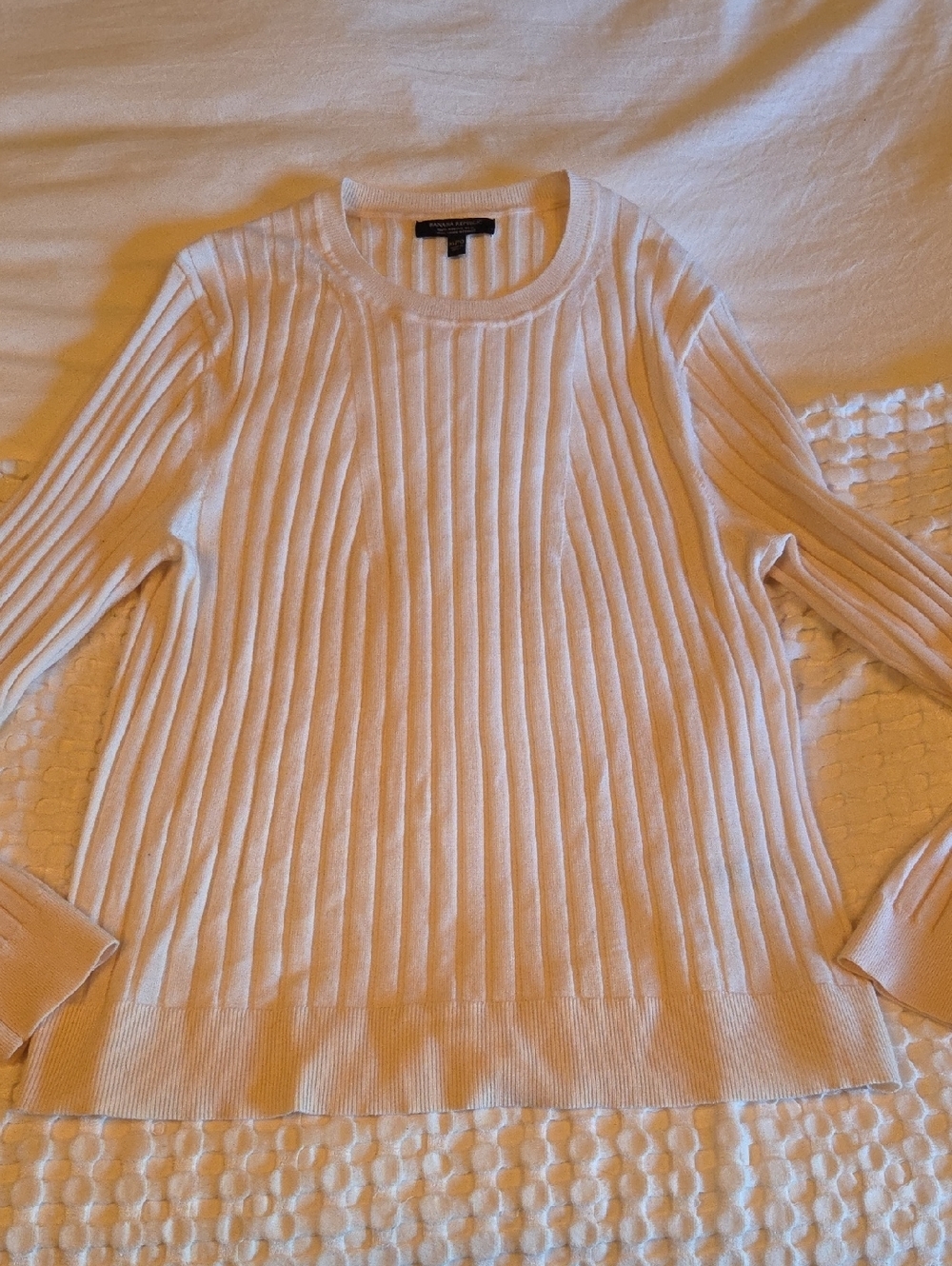 Banana Republic Cream Ribbed Crewneck Sweater